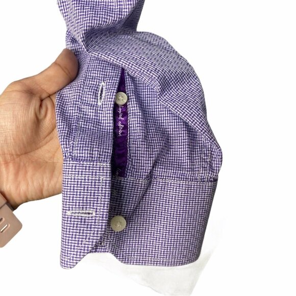 1 Like No Other London Button-up Mens Size 15(M) Purple Long Sleeve Casual Shirt - Picture 8 of 11